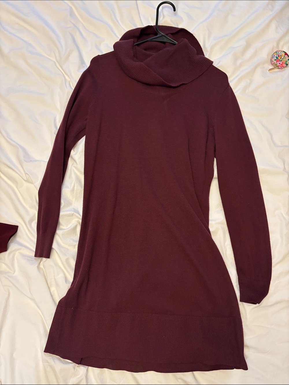 LOFT Burgundy Long Sleeve Cowl Neck Sweater Dress